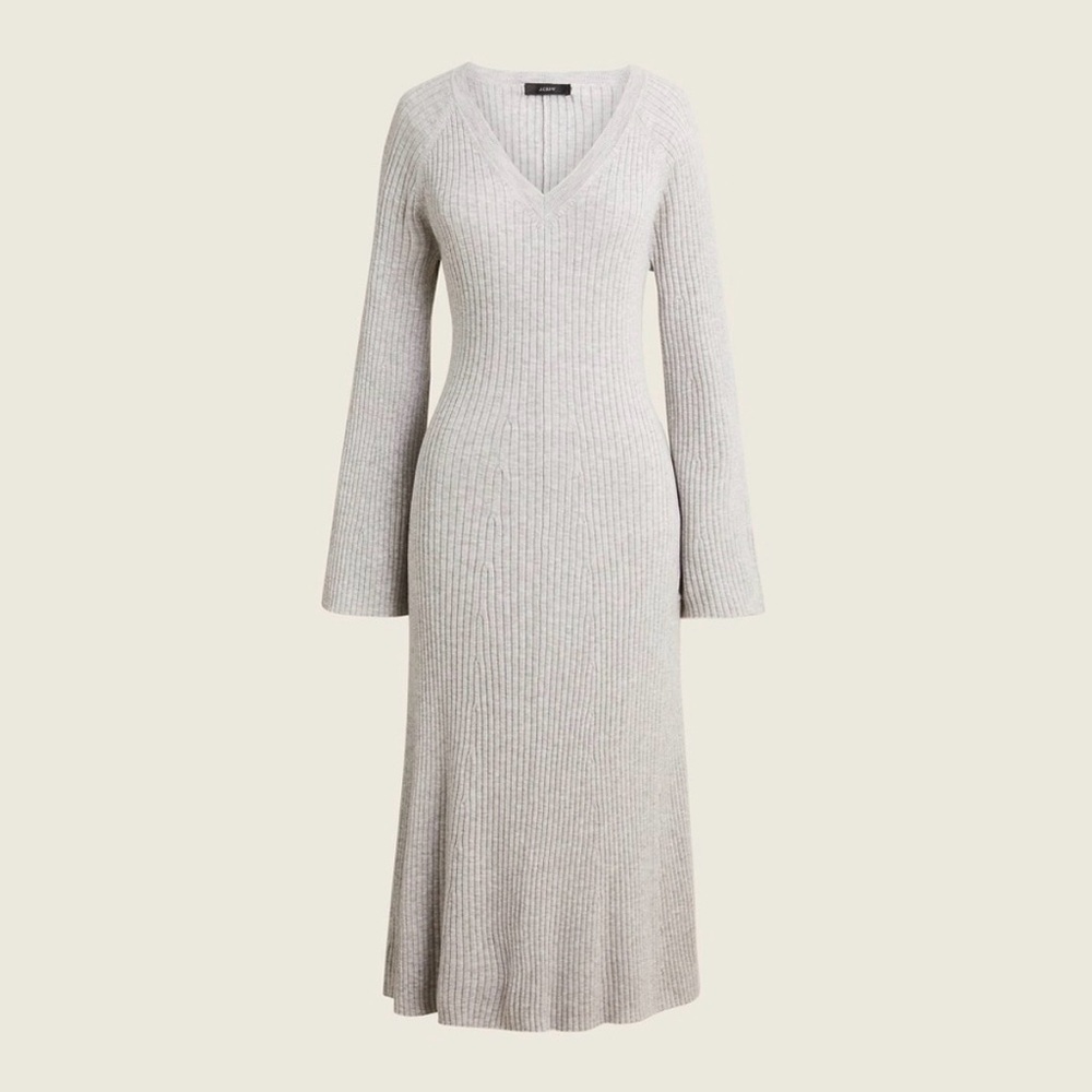 đź©¶ NWT J.Crew Gray Ribbed Silk Blend Sweater Dress Medium - Picture 4 of 11